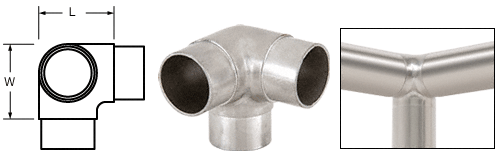 C.R. Laurence CRL Brushed Stainless 90&amp;#176; Side Outlet Elbow for 2&quot; (50.8 mm) Tubing | HR20JBS