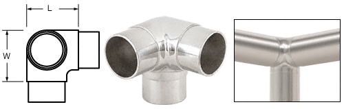 C.R. Laurence CRL Polished Stainless 90&amp;#176; Side Outlet Elbow for 2&quot; (50.8 mm) Tubing | HR20JPS