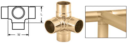 C.R. Laurence CRL Polished Brass Side Outlet Tee for 2&quot; (50.8 mm) Tubing | HR20LPB