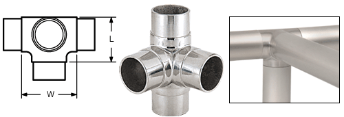 C.R. Laurence CRL Polished Stainless Side Outlet Tee for 2&quot; (50.8 mm) Tubing | HR20LPS