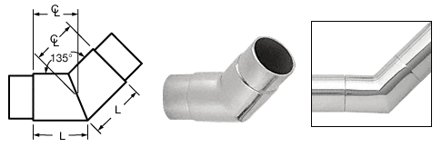 C.R. Laurence CRL Polished Stainless 135&amp;#186; Flush Angle for 2&quot; (50.8 mm) Tubing | HR20MPS