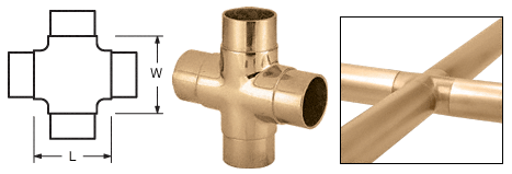 C.R. Laurence CRL Polished Brass Flush Cross for 2&quot; (50.8 mm) Tubing | HR20NPB