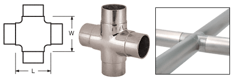 C.R. Laurence CRL Polished Stainless Flush Cross for 2&quot; (50.8 mm) Tubing | HR20NPS