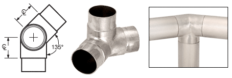 C.R. Laurence CRL Polished Stainless 135&amp;#186; Side Outlet Elbow for 2&quot; (50.8 mm) Tubing | HR20PPS