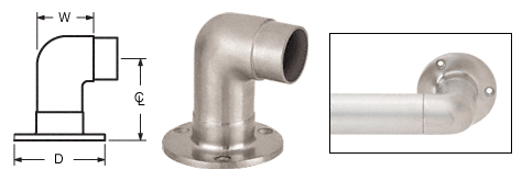 C.R. Laurence CRL Brushed Stainless Flush Wall Return for 2&quot; (50.8 mm) Tubing | HR20QBS