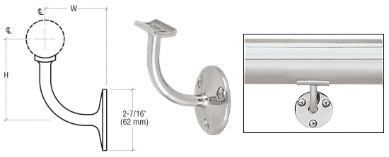 C.R. Laurence CRL Polished Stainless Surface Mounted Hand Railing Bracket for 2&quot; (50.8 mm) Tubing | HR20TPS