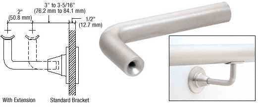 C.R. Laurence CRL Satin Anodized Extension Arms for HR2D Series Brackets | HR2DXSA