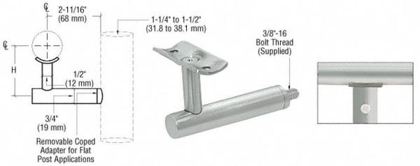 C.R. Laurence CRL Brushed Stainless Post Mounted Hand Railing Bracket | HR2EPBS