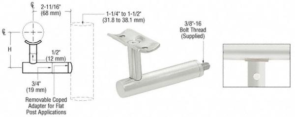 C.R. Laurence CRL Mill Post Mounted Hand Railing Bracket | HR2EPMA