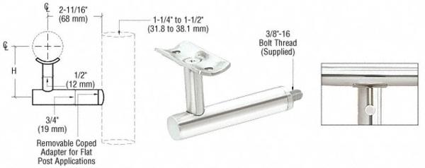 C.R. Laurence CRL Polished Stainless Post Mounted Hand Railing Bracket | HR2EPPS