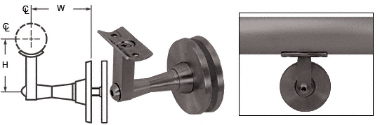C.R. Laurence CRL Dark Bronze 2-Way Adjustable Glass Mounted Hand Railing Bracket for 1-1/2&quot;, 1.9&quot; and 2&quot; Diameter Tubing  | HR2SGDU