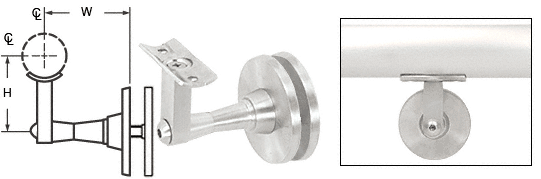 C.R. Laurence CRL Satin Anodized 2-Way Adjustable Glass Mounted Hand Railing Bracket for 1-1/2&quot;, 1.9&quot; and 2&quot; Diameter Tubing  | HR2SGSA