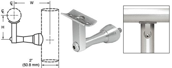 C.R. Laurence CRL Polished Stainless 2-Way Adjustable Concealed Post Mounted Hand Railing Bracket for 1-1/2&quot;, 1.9&quot; and 2&quot; Diameter Tubing | HR2SPPS