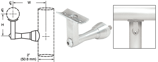 C.R. Laurence CRL Satin Anodized 2-Way Adjustable Concealed Post Mounted Hand Railing Bracket for 1-1/2&quot;, 1.9&quot; and 2&quot; Diameter Tubing | HR2SPSA