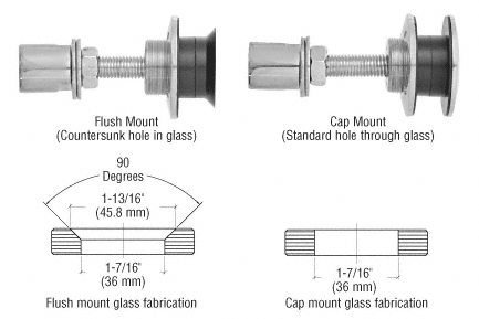 C.R. Laurence CRL Brushed Stainless Steel Rigid Combination Fastener for 1/2&quot; to 13/16&quot; Glass | HRF14BS