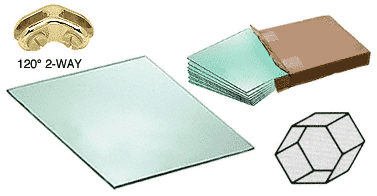 C.R. Laurence CRL 1 Cube Hexagon Tempered Glass Displayer with Brass Connectors | HS1BR