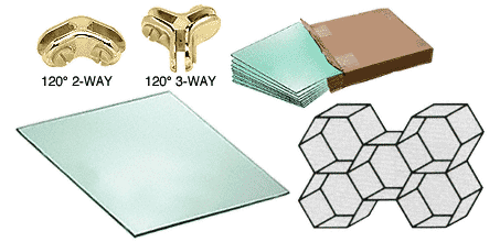 C.R. Laurence CRL 5 Cube Hexagon Tempered Glass Displayer with Brass Connectors | HS5BR