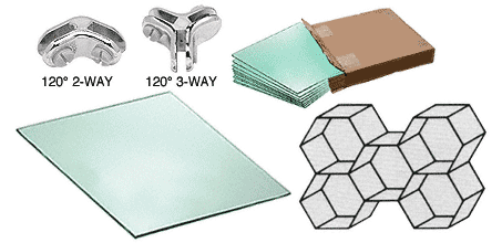 C.R. Laurence CRL 5 Cube Hexagon Tempered Glass Displayer with Chrome Connectors | HS5CH