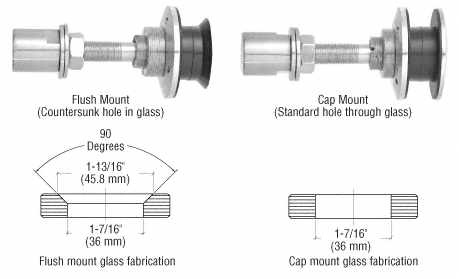 C.R. Laurence CRL Polished Stainless Steel Swivel Combination Fastener for 1/2&quot; (12 mm) - 1-1/16&quot; (27 mm) Glass | HSF14PS
