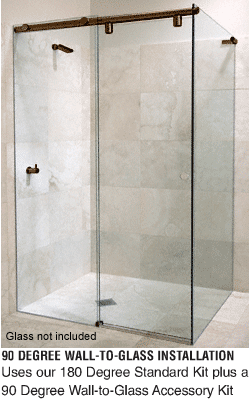 C.R. Laurence CRL Oil Rubbed Bronze Hydroslide 90 Degree Wall-to-Glass Sliding Shower Door Accessory Kit | HYDA90RB