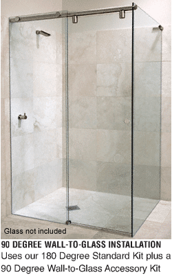 C.R. Laurence CRL Brushed Nickel Hydroslide 90 Degree Wall-to-Glass Sliding Shower Door Accessory Kit  | HYDA9BN