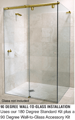 C.R. Laurence CRL Polished Brass Hydroslide 90 Degree Wall-to-Glass Sliding Shower Door Accessory Kit | HYDA9BR