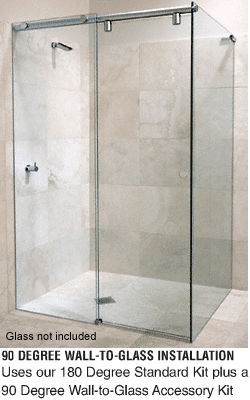 C.R. Laurence CRL Polished Chrome Hydroslide 90 Degree Wall-to-Glass Sliding Shower Door Accessory Kit | HYDA9CH