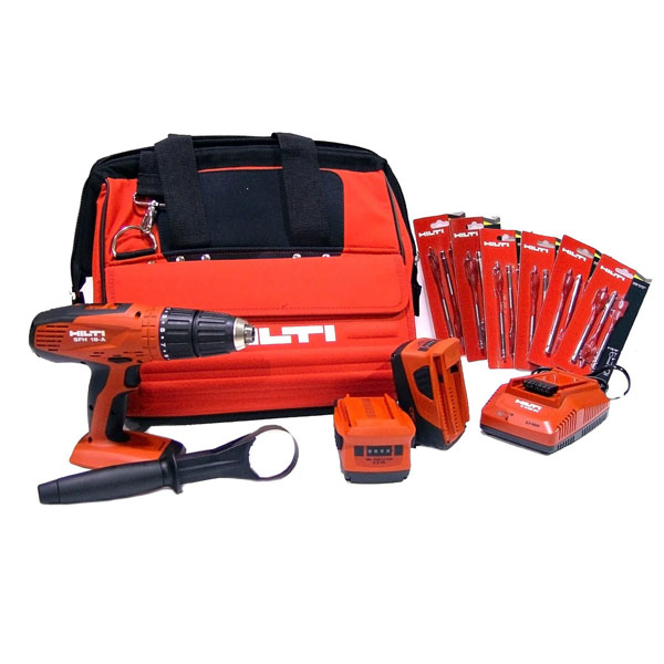 Hilti SFH 18-A CPC Hammer Drill Driver - 3511209 - with Soft Tool Bag and Wood Spade Bit Set | HDDSFH18B
