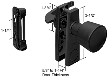 C.R. Laurence Black Screen and Storm Door Tulip Knob Latch 1-3/4&quot; Screw Holes | K5001