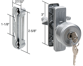 C.R. Laurence Keyed Aluminum Screen and Storm Door Knob Latch 3&quot; Screw Holes | K5078