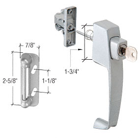 C.R. Laurence Aluminum Screen and Storm Door Keyed Push Button Latch with Tie Down Screw; 1-3/4&quot; Screw Holes | K5089