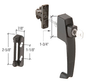C.R. Laurence CRL Black Screen and Storm Door Keyed Push Button Latch with Tie Down Screw; 1-3/4&quot; Screw Holes | K5090