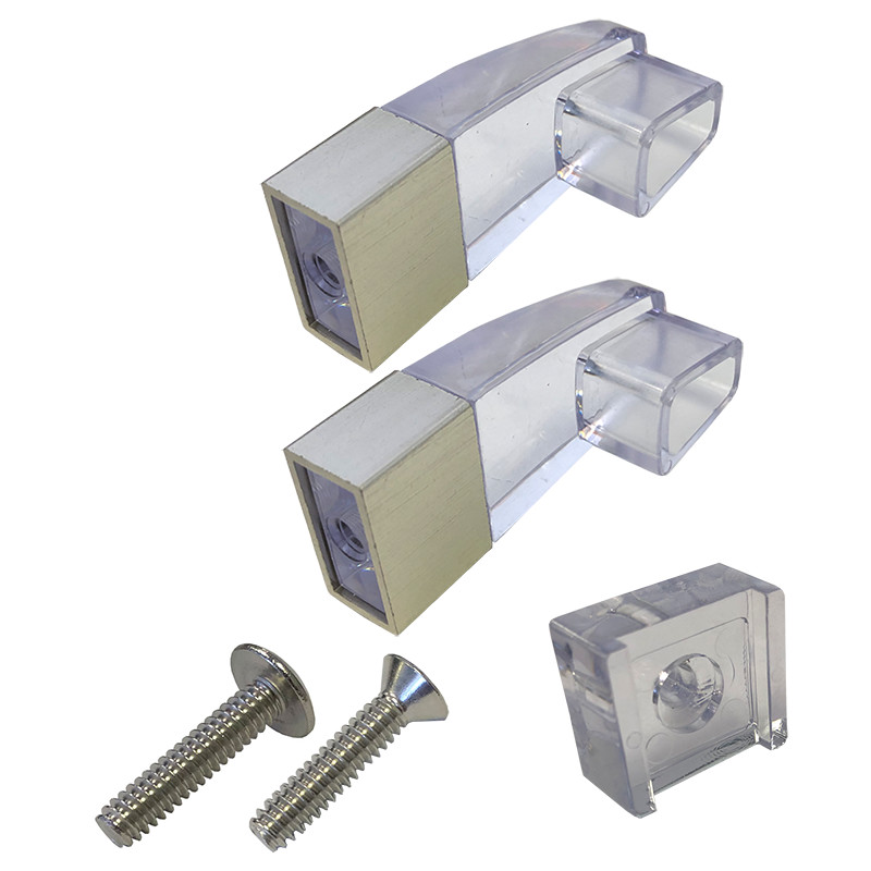 Clear Acrylic Towel Bar Brackets with Bright Chrome Sleeve and Clear Acrylic Finger Pull - Kit | SPABKITBN