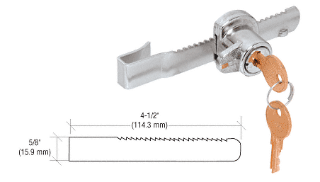 CRL Chrome &quot;Tamper Proof&quot; Sliding Glass Door Lock with Standard Ratchet Bar | 963L | KV963 | 963L