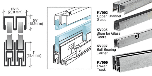 C.R. Laurence CRL 36&quot; Double Showcase Sliding Track Ball Bearing Assembly  | KV99236