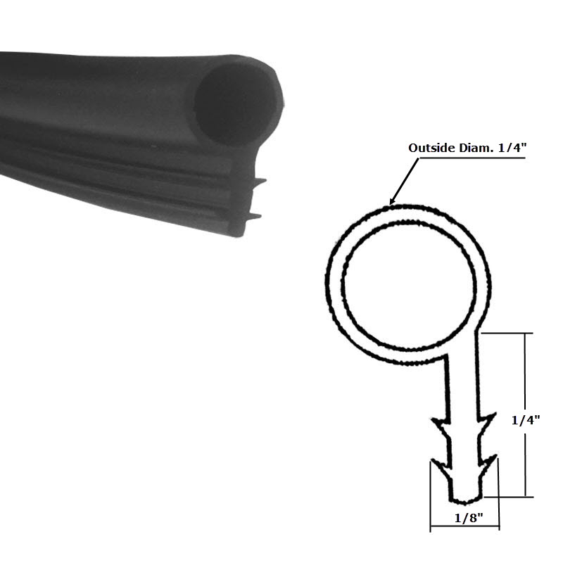 Black Kerf-Mounted Bulb Type Weatherstriping - 25 ft Roll | Bulb Type Weatherstripping | VFS25