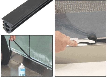 CRL Top Rubber Gasket for Laminated Tempered Glass Base Shoe - 100&#39; Roll | LBSG100