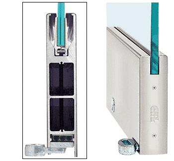 C.R. Laurence CRL Brushed Stainless 10&quot; Square Single Door Rail With Lock for 1/2&quot; Glass - Custom Length | LHR10SBS12CL