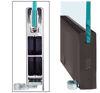 C.R. Laurence CRL Duranodic Bronze 10&quot; Square Single Door Rail With Lock for 1/2&quot; Glass - Custom Length | LHR10SDU12CL