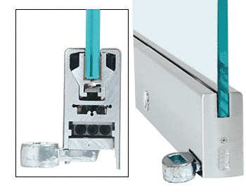 C.R. Laurence CRL Brushed Stainless 4&quot; Offset Square Style Door Rail with Lock for 1/2&quot; Glass - Custom Length | LHR4SBS12CL