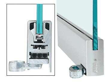 C.R. Laurence CRL Brushed Stainless 4&quot; Offset Square Style Door Rail without Lock for 1/2&quot; Glass - Custom Length | LHR4SBS12C
