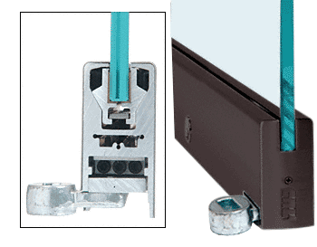 C.R. Laurence CRL Duranodic Bronze 4&quot; Offset Square Style Door Rail with Lock for 1/2&quot; Glass - Custom Length | LHR4SDU12CL