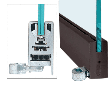 C.R. Laurence CRL Duranodic Bronze 4&quot; Offset Square Style Door Rail without Lock for 1/2&quot; Glass - Custom Length | LHR4SDU12C