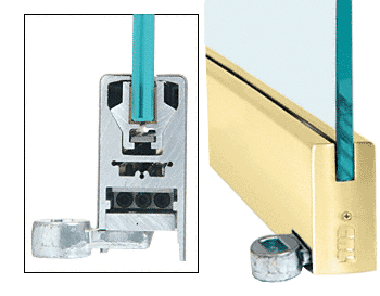 C.R. Laurence CRL Polished Brass 4&quot; Offset Square Style Door Rail without Lock for 1/2&quot; Glass - Custom Length | LHR4SPB12C