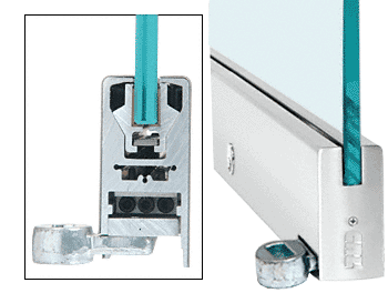 C.R. Laurence CRL Polished Stainless 4&quot; Offset Square Style Door Rail with Lock for 1/2&quot; Glass - Custom Length | LHR4SPS12CL