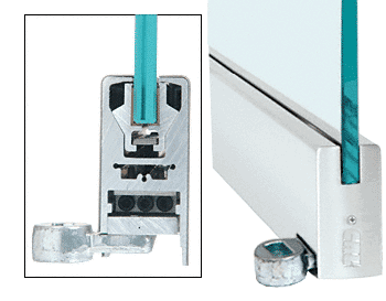 C.R. Laurence CRL Satin Anodized 4&quot; Offset Square Style Door Rail without Lock for 1/2&quot; Glass - Custom Length | LHR4SSA12C