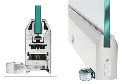 C.R. Laurence CRL Brushed Stainless 4&quot; Tapered Style Door Rail with Lock for 1/2&quot; Glass - Custom Length | LHR4TBS12CL
