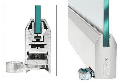 C.R. Laurence CRL Brushed Stainless 4&quot; Tapered Style Door Rail without Lock for 1/2&quot; Glass - Custom Length | LHR4TBS12C