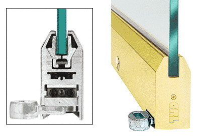 C.R. Laurence CRL Polished Brass 4&quot; Tapered Style Door Rail with Lock for 1/2&quot; Glass - Custom Length | LHR4TPB12CL