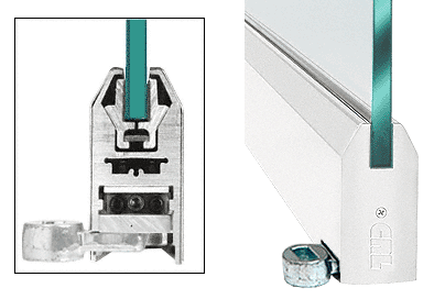 C.R. Laurence CRL Satin Anodized 4&quot; Tapered Style Door Rail without Lock for 1/2&quot; Glass - Custom Length | LHR4TSA12C